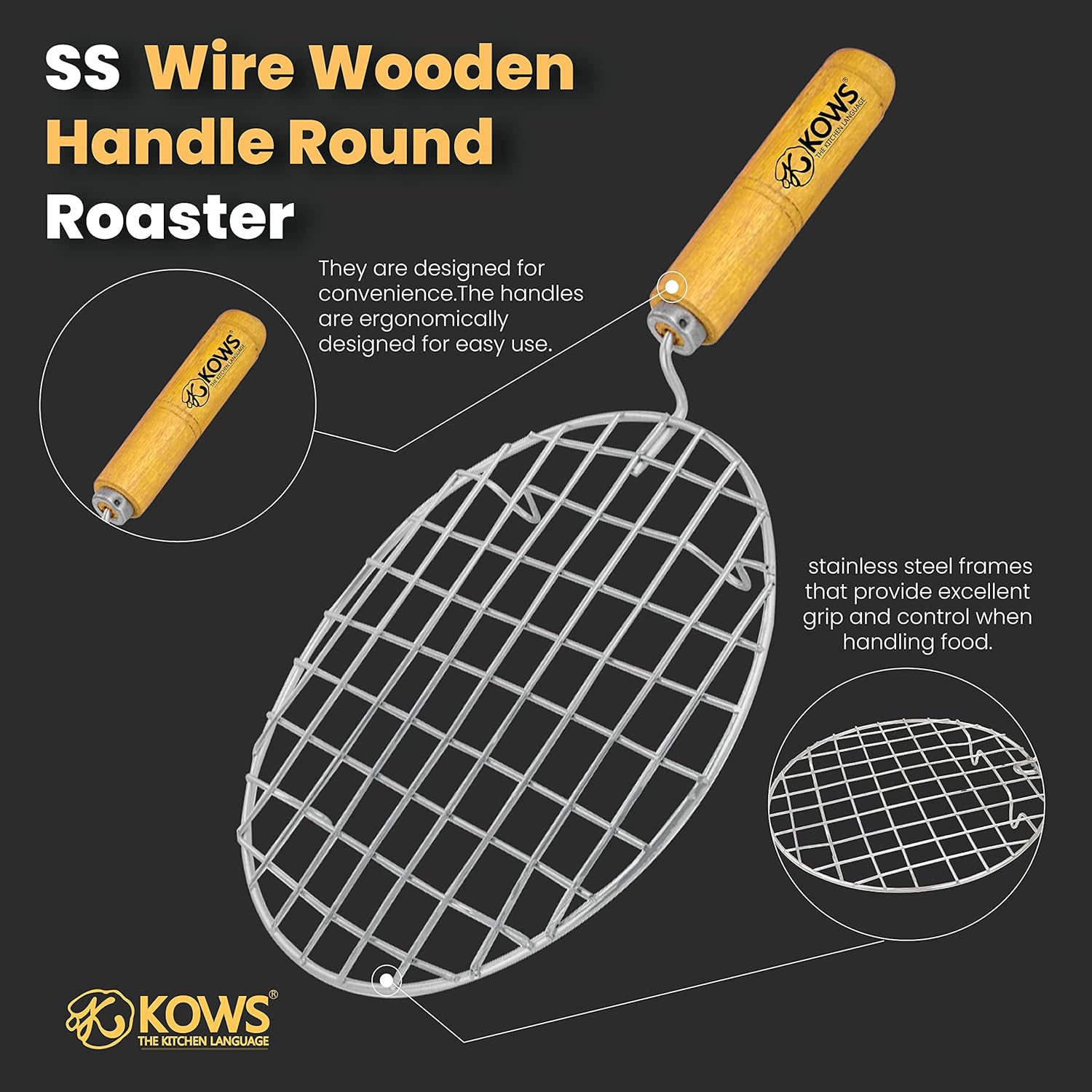 KOWS Wire wooden handle roaster (round)(RST05)