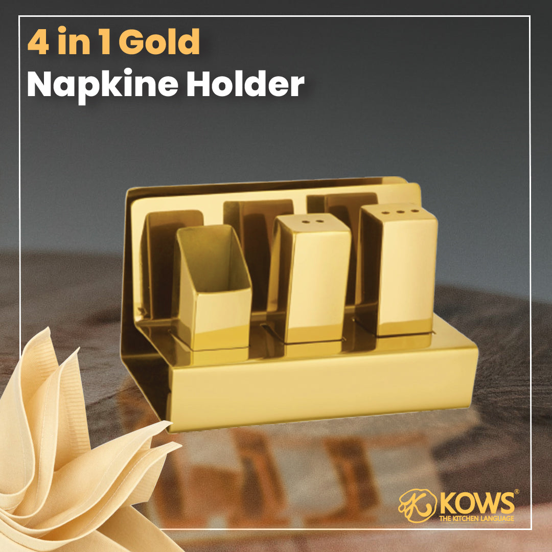 KOWS -4in1 GOLD NAPKIN HOLDER-NH001