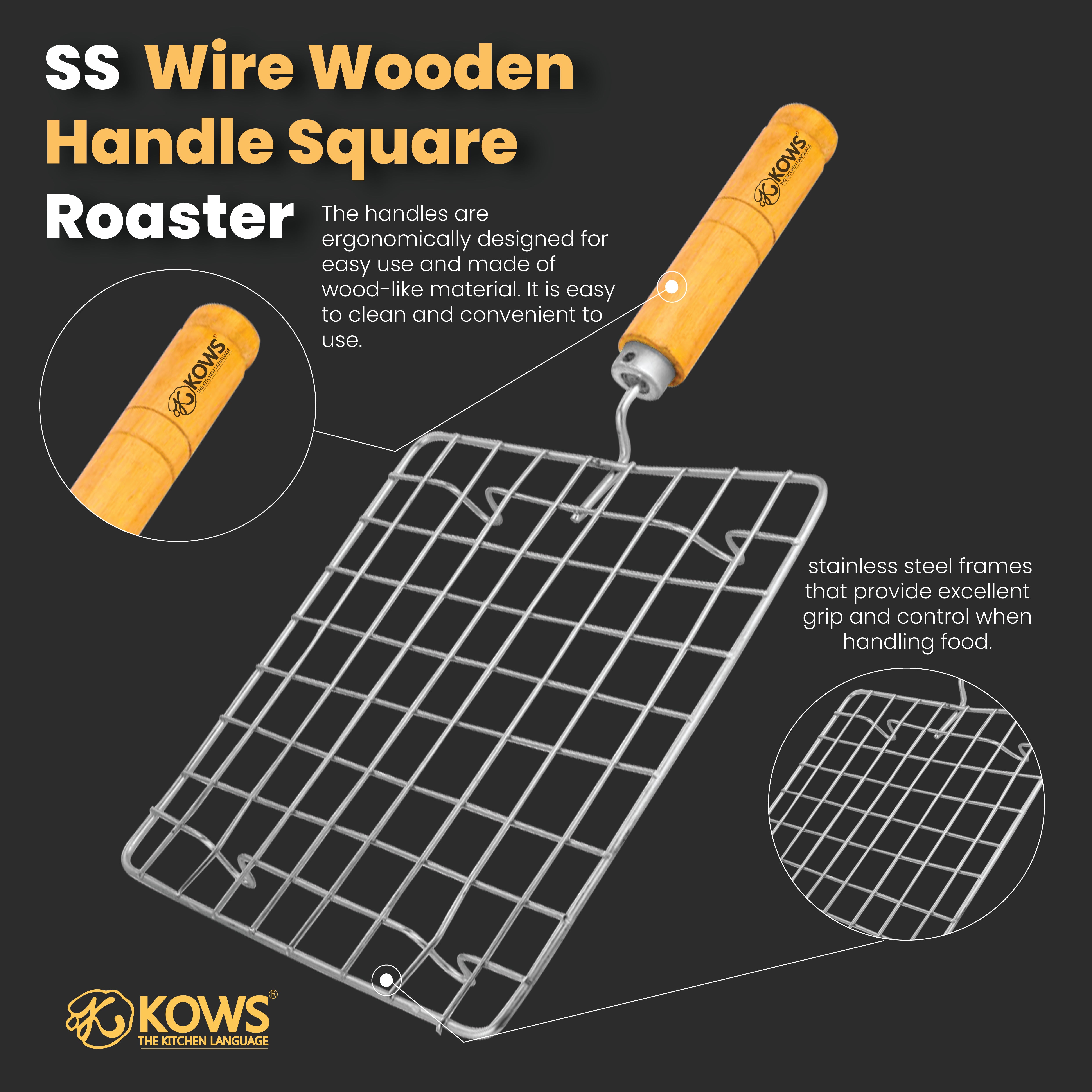 KOWS Wire wooden handle roaster (square) (RST07)