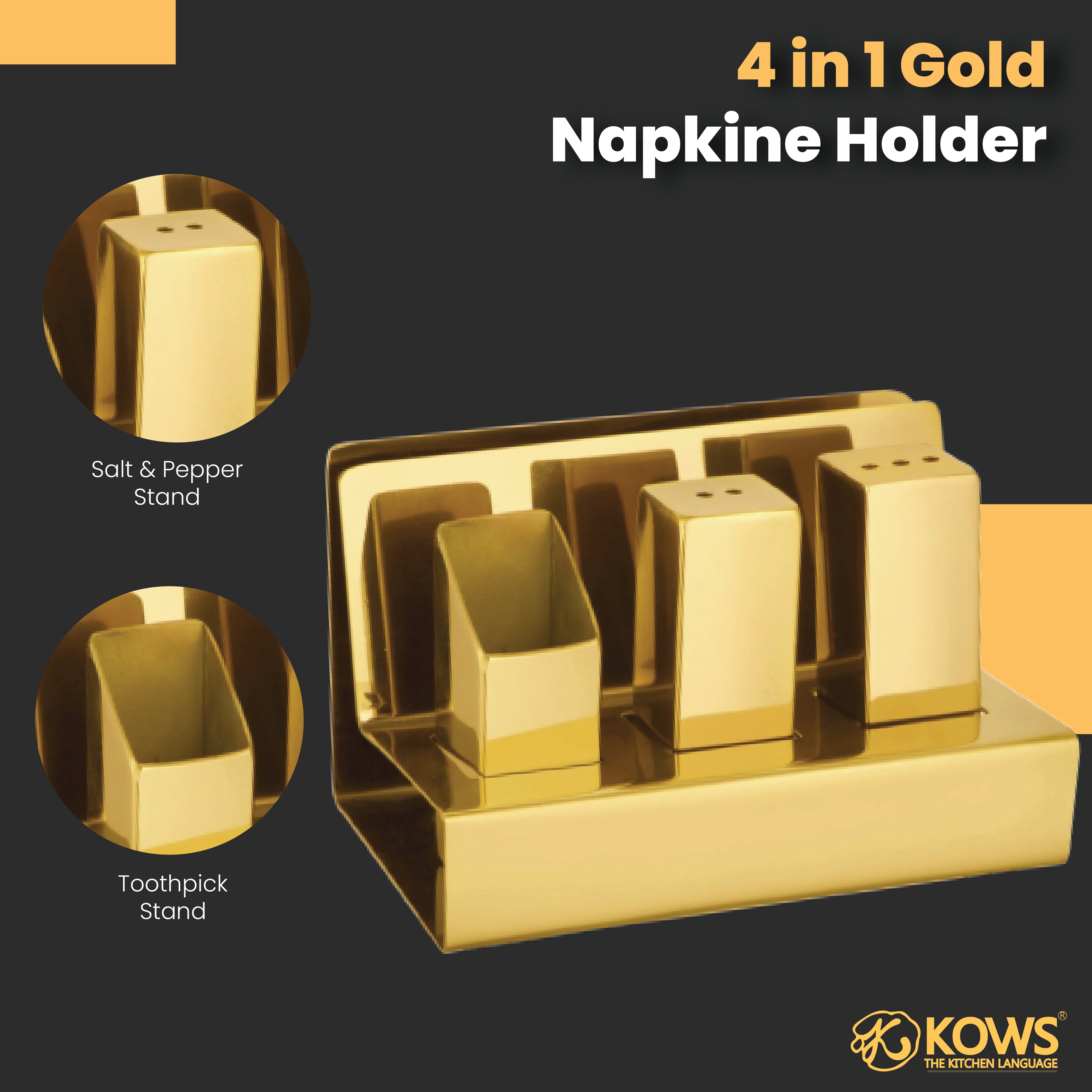 KOWS -4in1 GOLD NAPKIN HOLDER-NH001