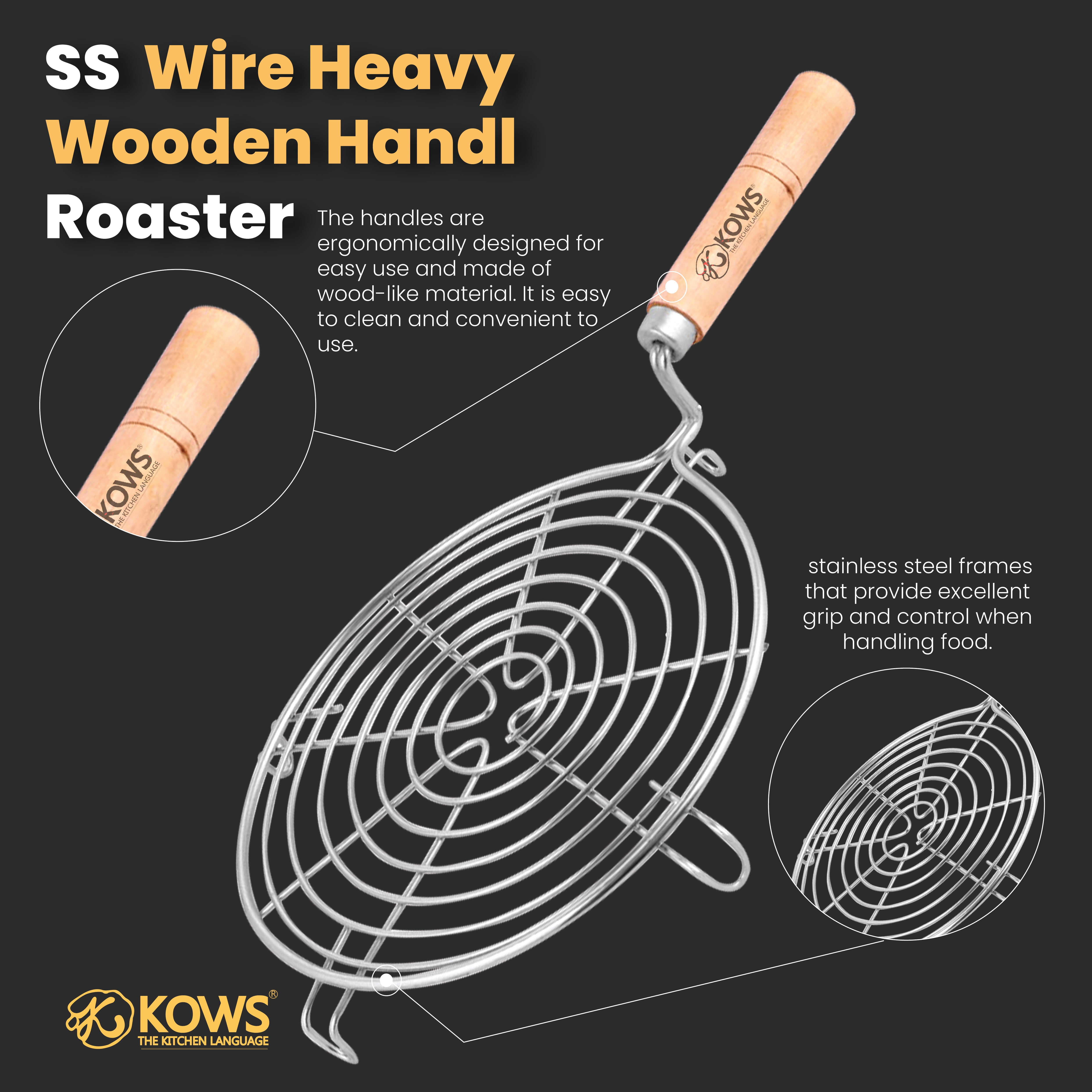 KOWS Round wooden handle roaster (RST11)