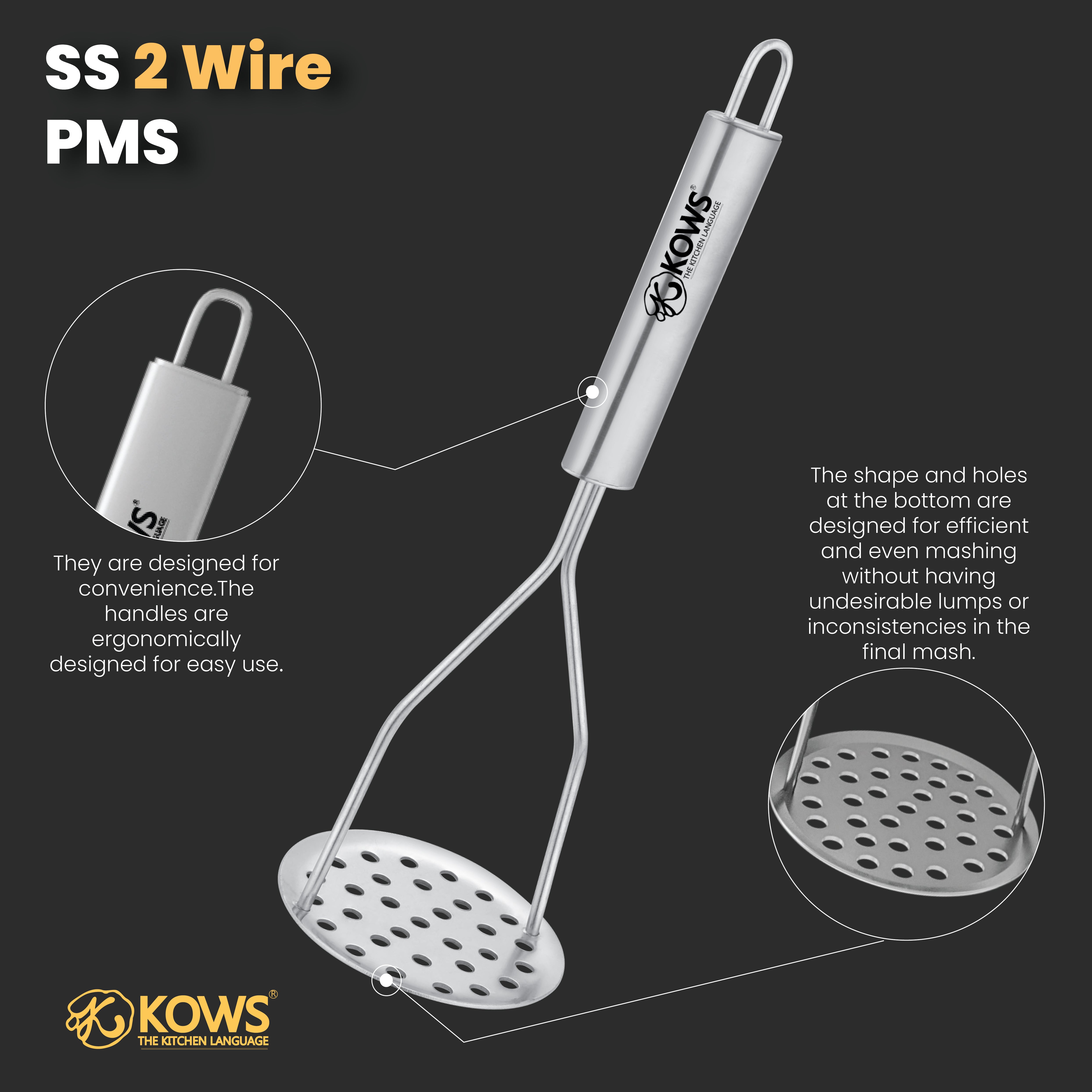 KOWS 2 wire round potato masher (PMS 12)