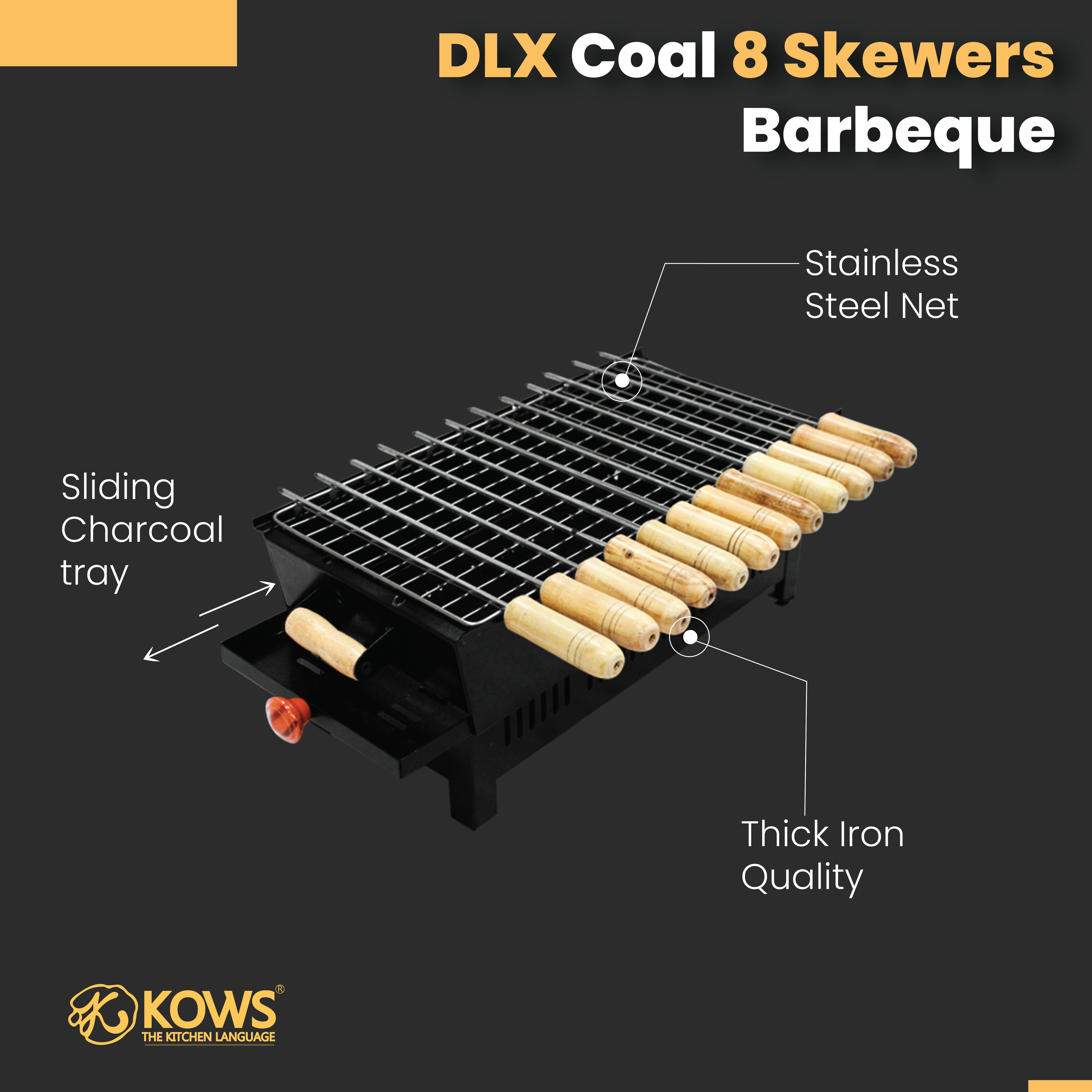 KOWS 12 skewer delux coal barbeque (BBQ006)
