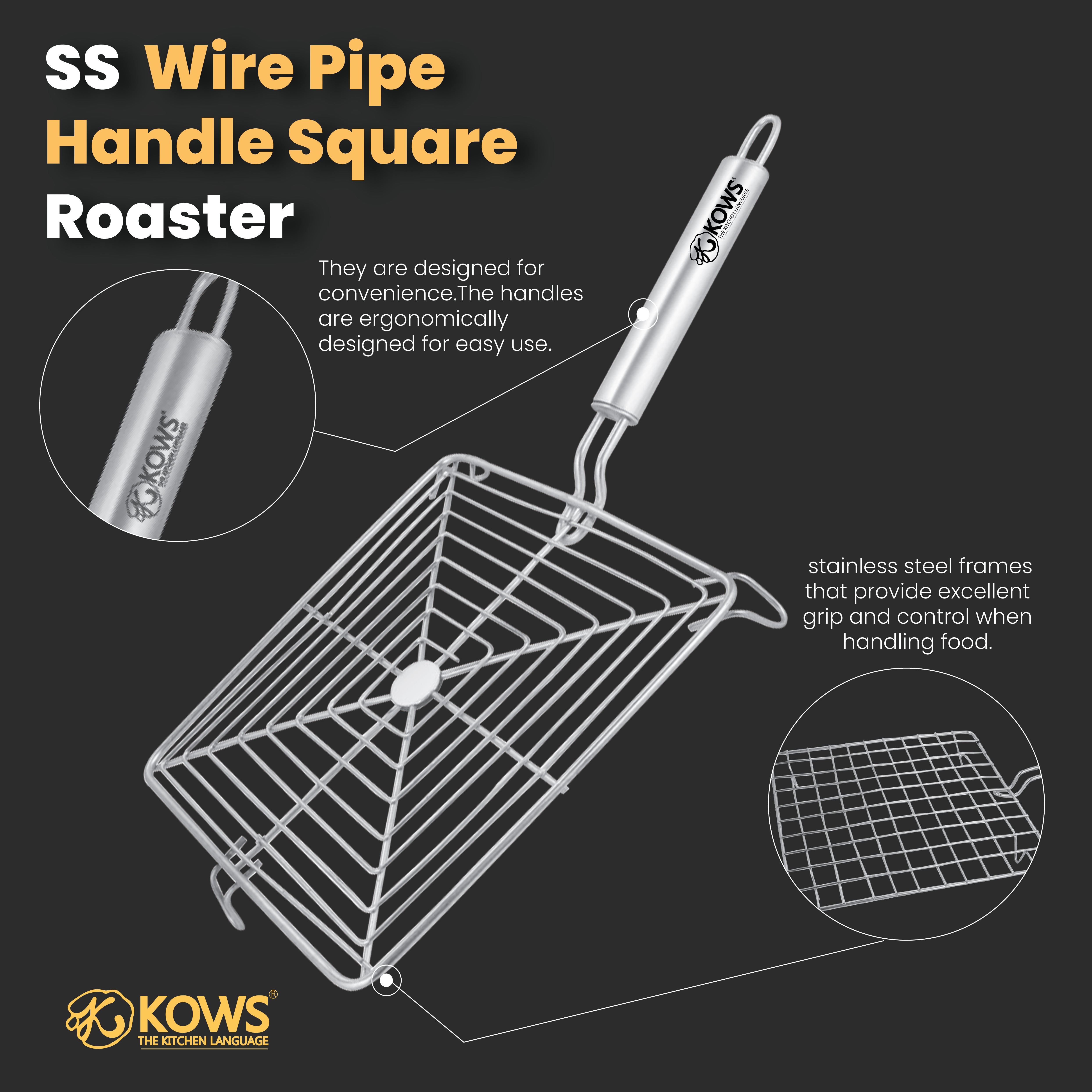 KOWS Wire pipe handle roaster (square) (RST14)
