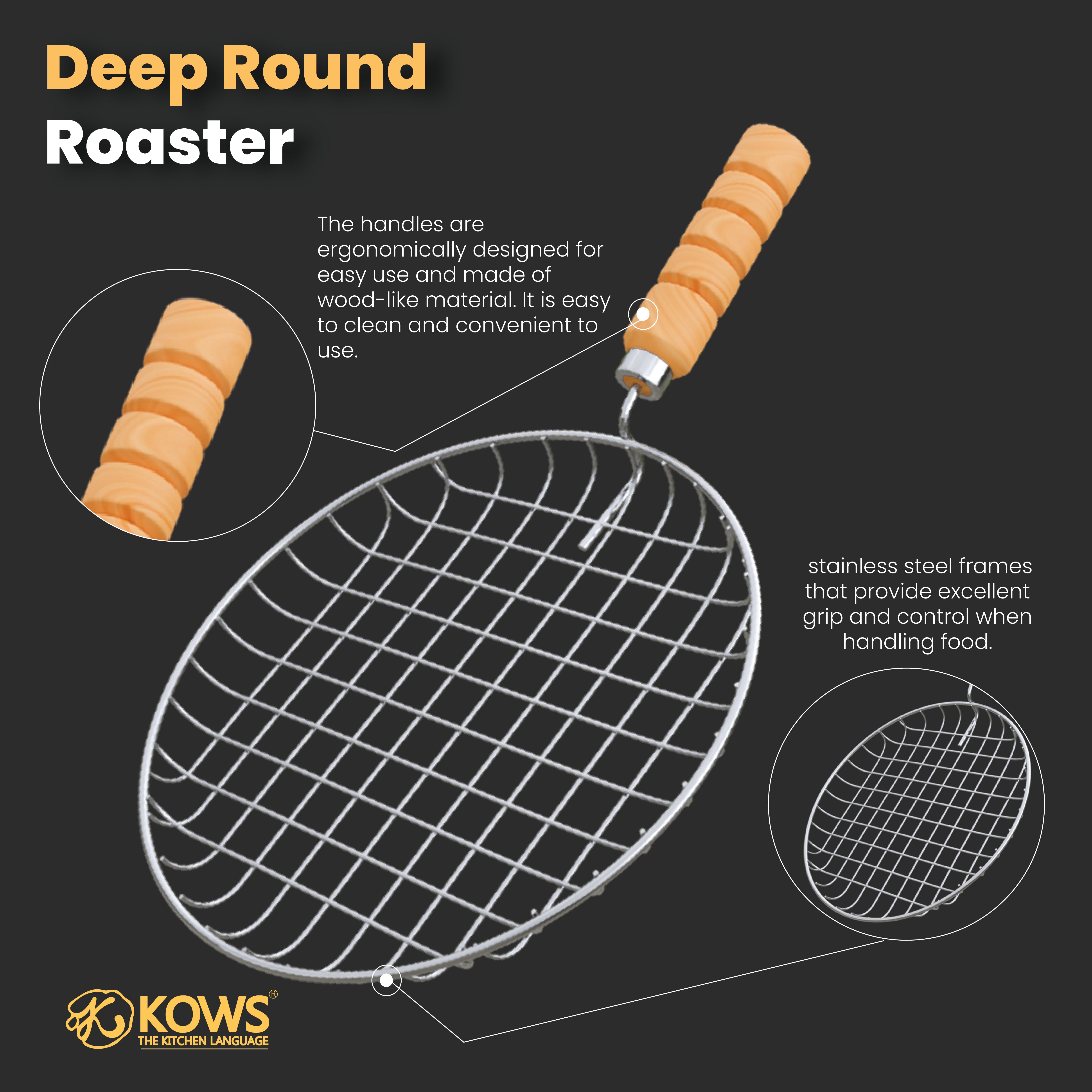 KOWS Wooden  deep roaster (round) (RST17)