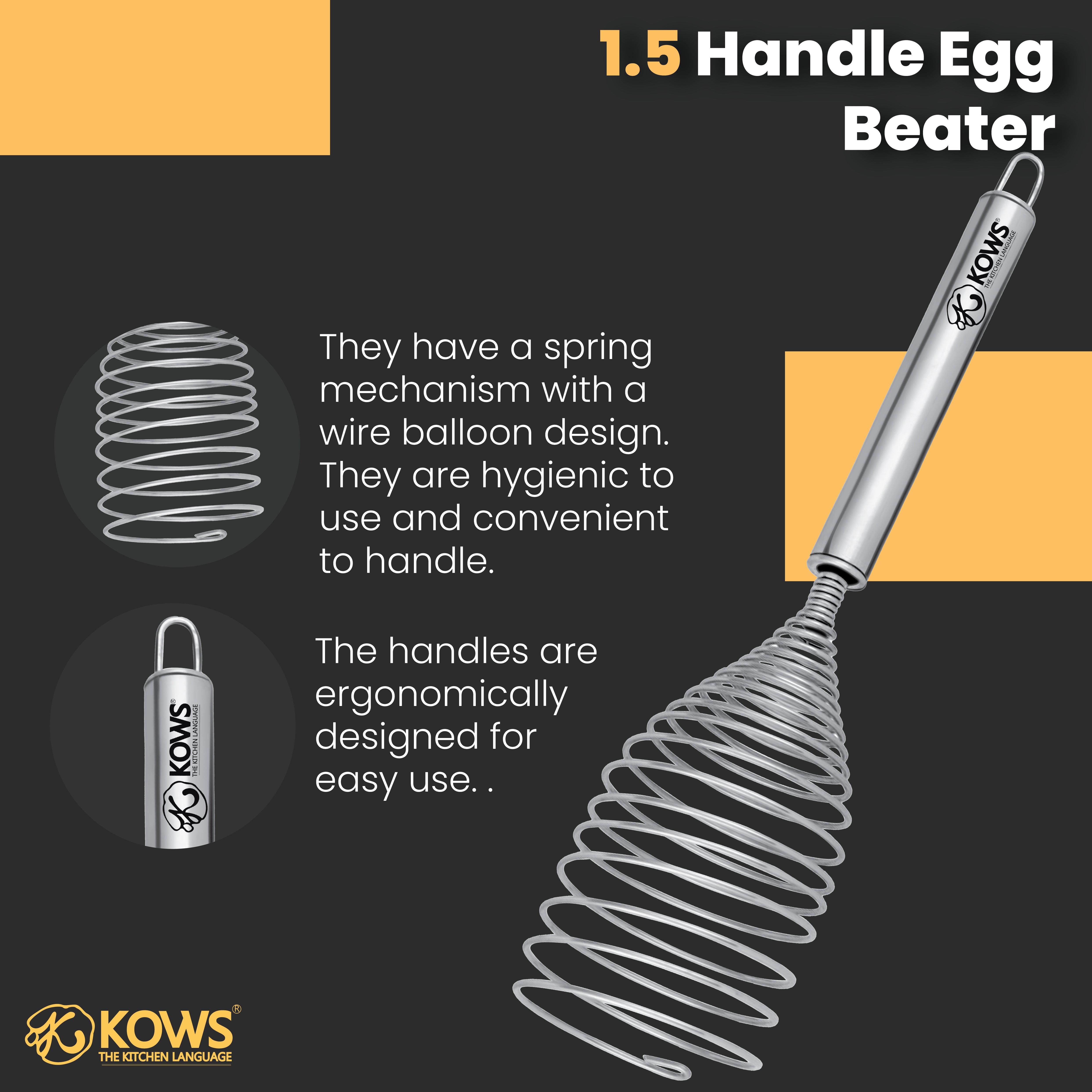 KOWS Egg Beater For Beating and Stirring (EGB02)