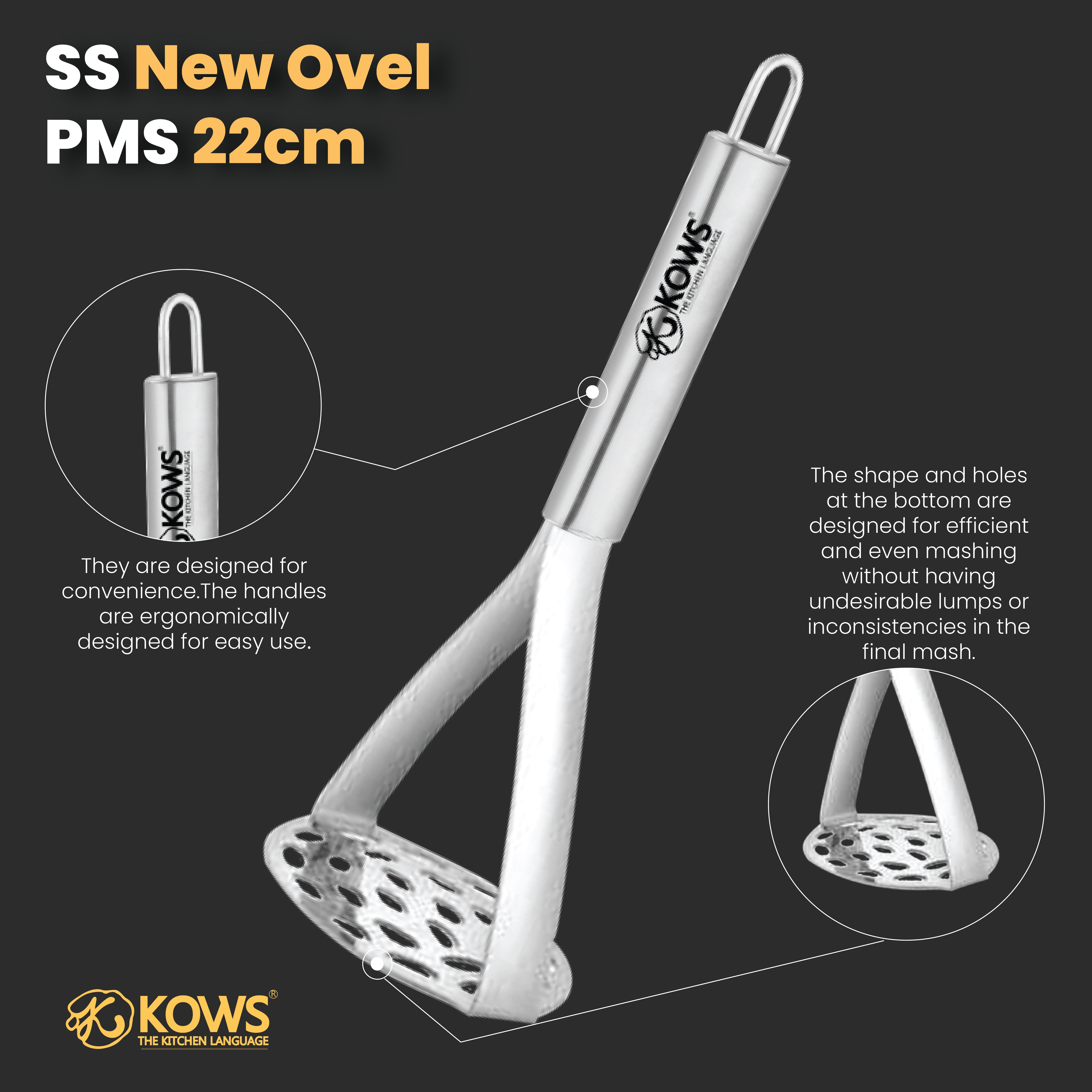 KOWS New oval pipe potato masher (PMS 18)