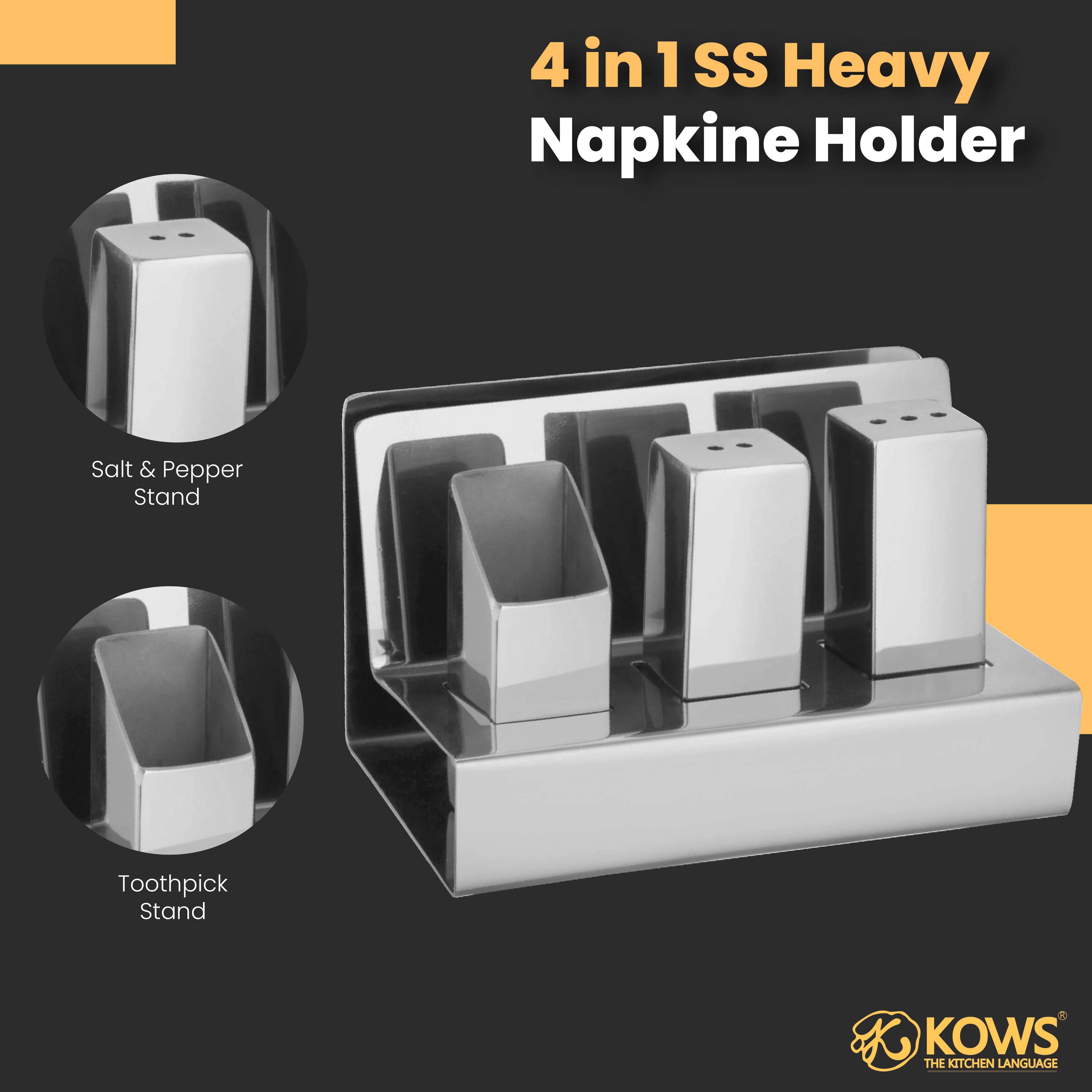 KOWS -4in1 SS HEAVY NAPKIN HOLDER-NH003