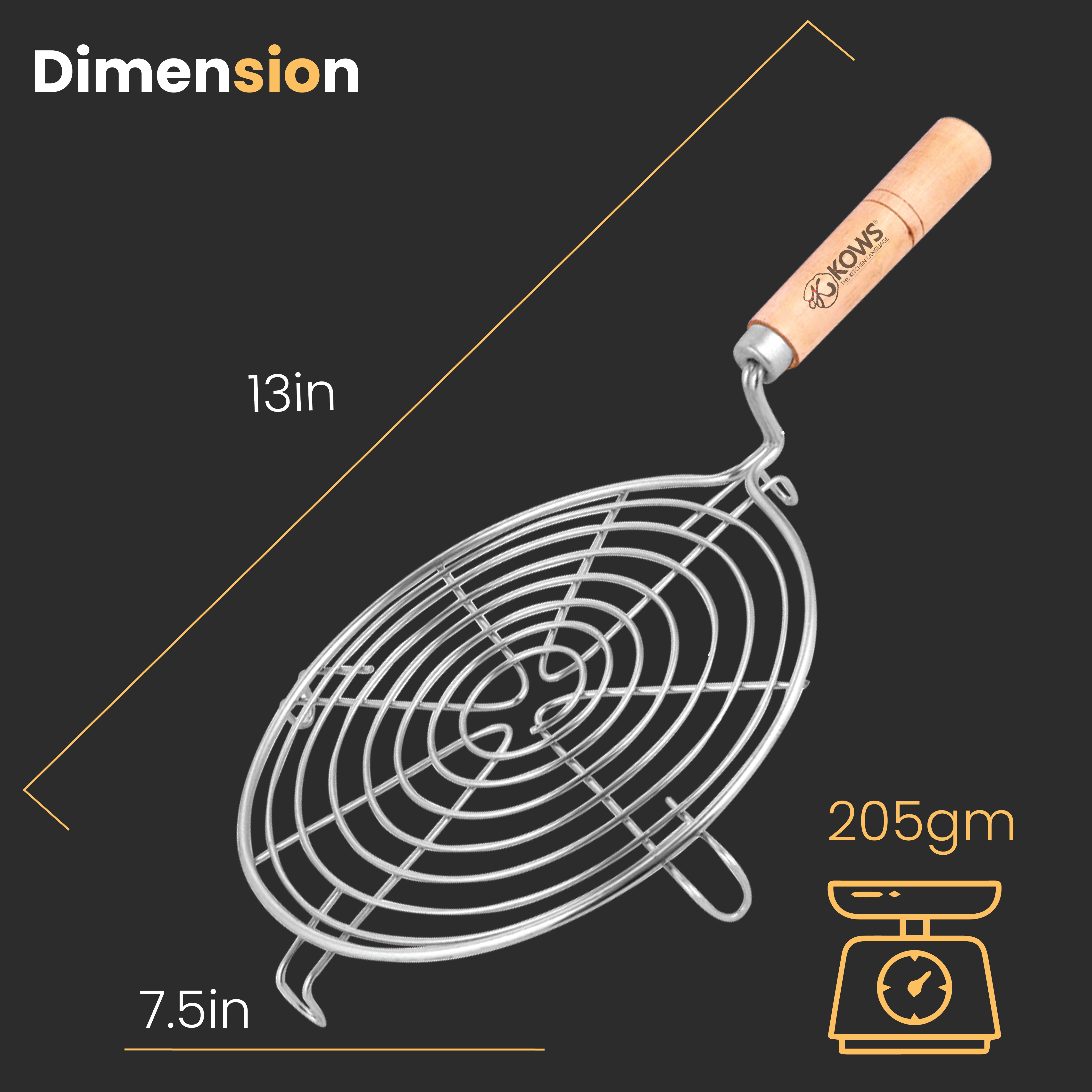 KOWS Round wooden handle roaster (RST11)