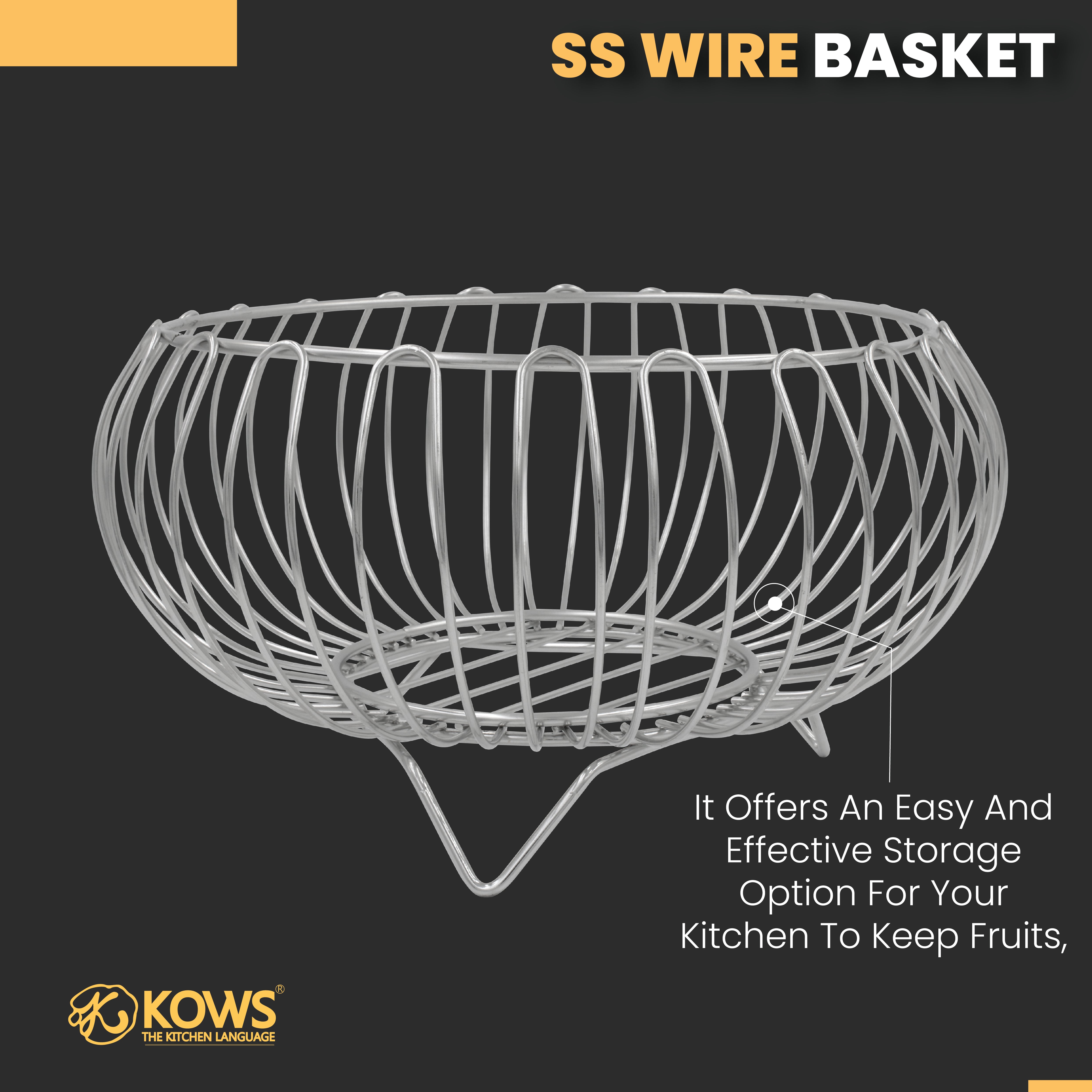 KOWS -KOWS SS WIRE BASKET ROUND-BKT001