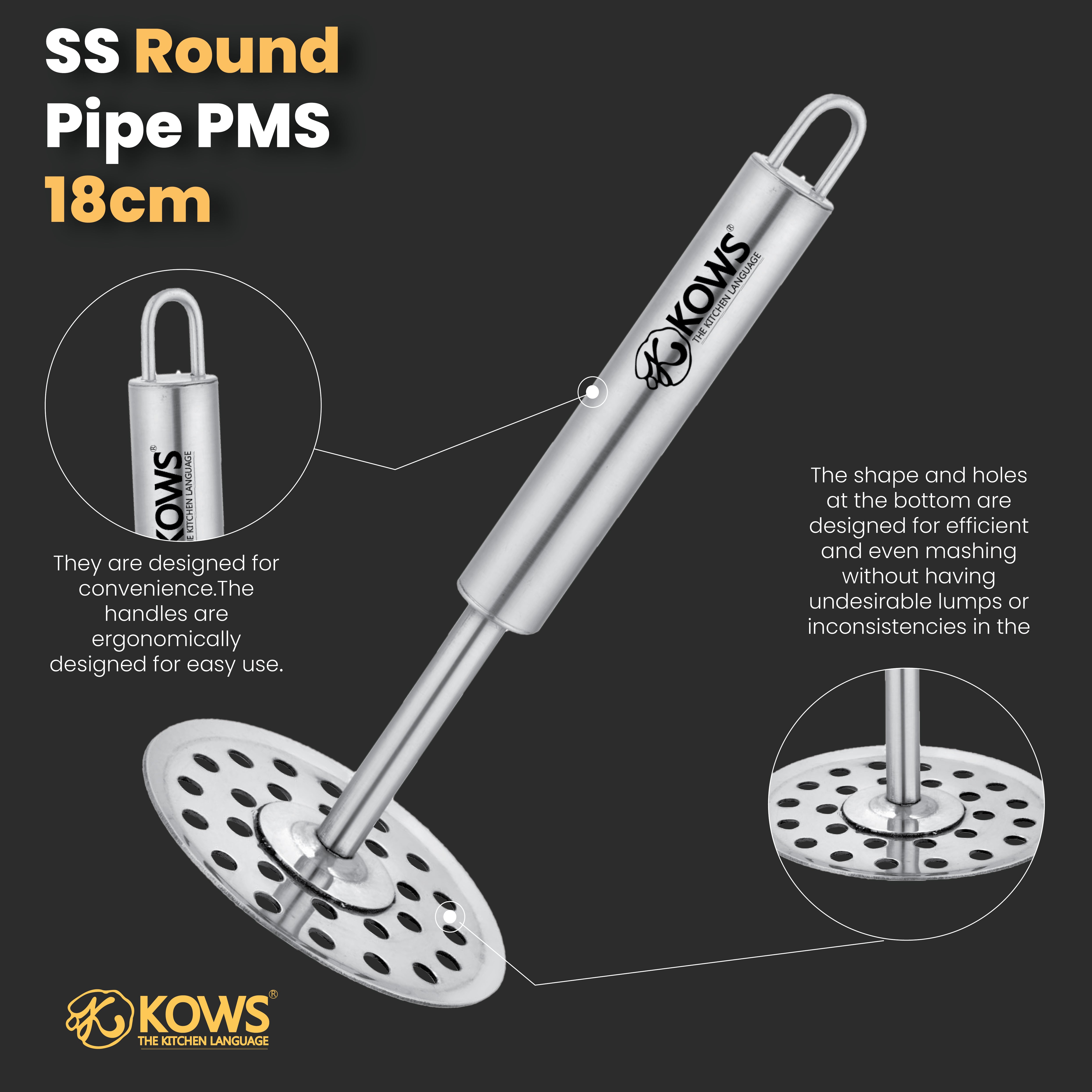 KOWS Round pipe potato masher (PMS 02)